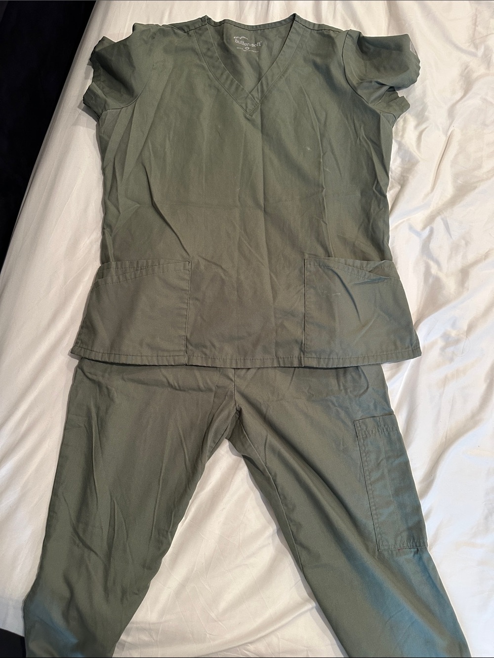 Olive Green Scrub Set Jogger Pants & V-Neck Top